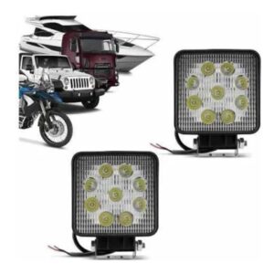 Faro Led Cuadrado de 27W con 9 LEDs de alta intensidad para off-road y camionetas calidad élite con terminaciones impecables