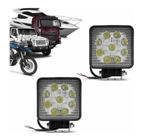 Faro Led Cuadrado de 27W con 9 LEDs de alta intensidad para off-road y camionetas calidad élite con terminaciones impecables