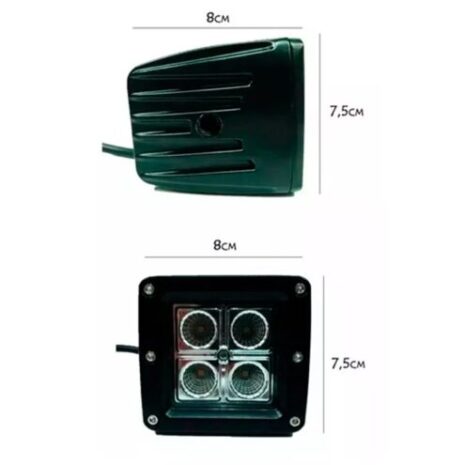 Faro Led Cuadrado Off-Road 4 Led 16W -12v/24v