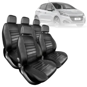 Funda Asientos Peugeot 208 2013-2018 EXCLUSIVA símil cuero negro alta resistencia Vacepa