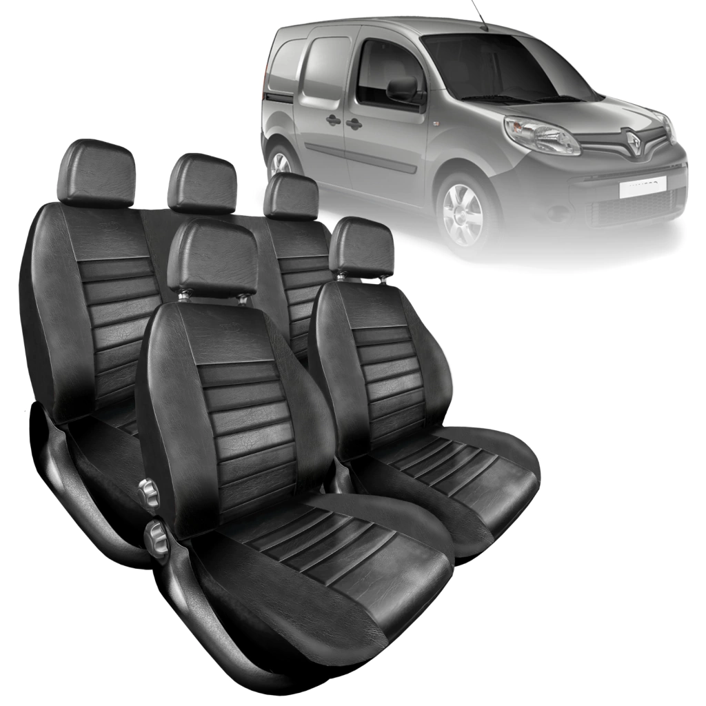 Funda Asientos Renault Kangoo 2018-2023 INSUPERABLE símil cuero negro alta resistencia Vacepa
