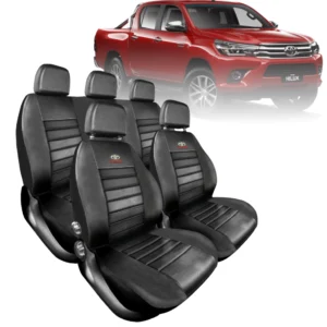 Funda Asientos Toyota Hilux 2016-2023 INSUPERABLE símil cuero negro alta resistencia Vacepa