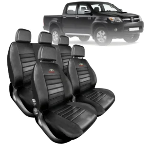 Funda Asientos Toyota Hilux 2005-2015 INFALIBLE símil cuero negro alta resistencia Vacepa