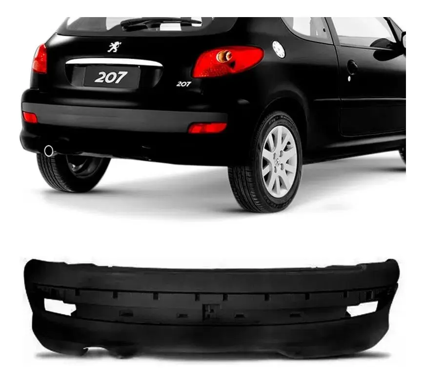 Paragolpe trasero para Peugeot 207 modelos 2008 a 2016 hatchback 3 y 5 puertas plástico polipropileno calidad élite